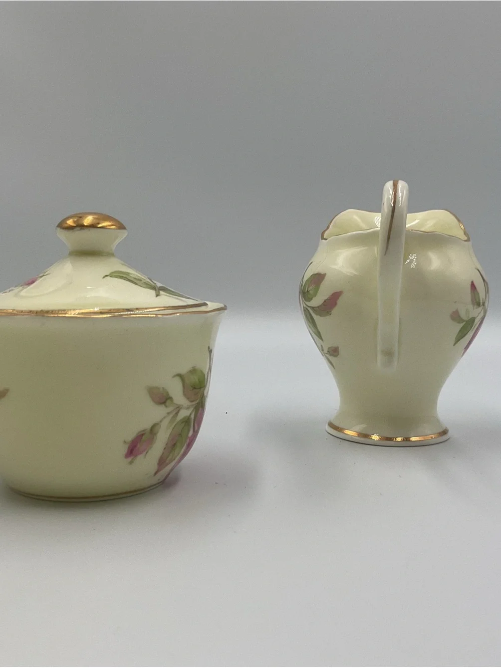 Vintage Royal Stewart Stevenson England Bone China Creamer & Sugar Set Roses